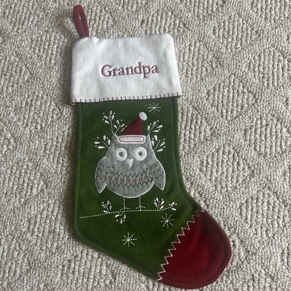 Pottery Barn Kids‎ Christmas Stocking Woodland Owl Red 20" GRANDPA
